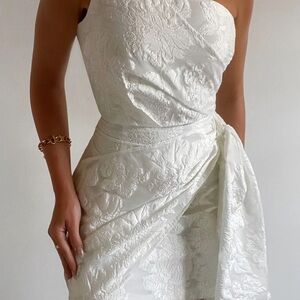 Showpo Brailey One Shoulder Wrap Front Mini Dress White Bridal Dress